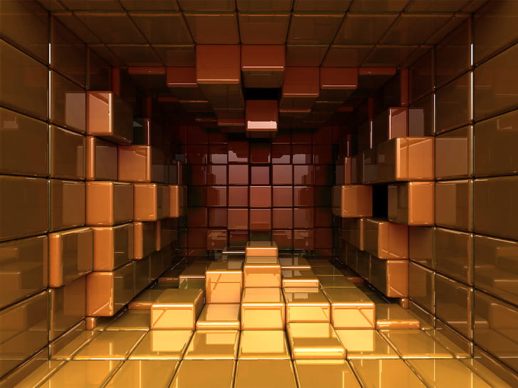Sala de cubo, cubo, sala, 3d e abstrato, HD papel de parede