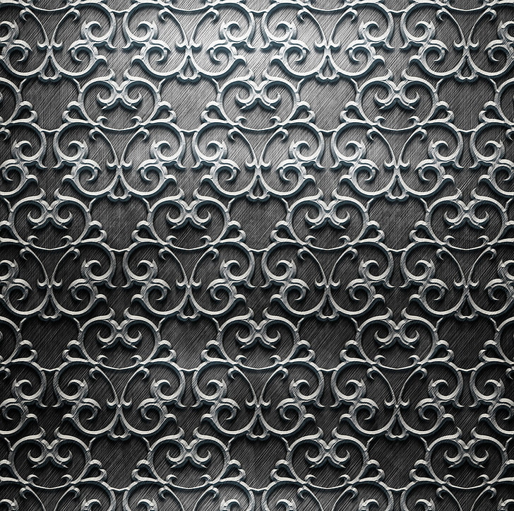 grey metal ornate pattern, metal, pattern, silver, texture, background, steel, metallic, HD wallpaper