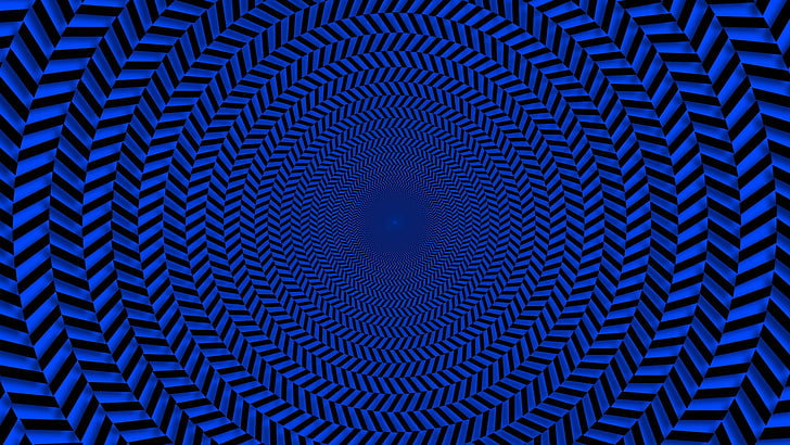 синий, цифровое искусство, оптическая иллюзия, HD обои