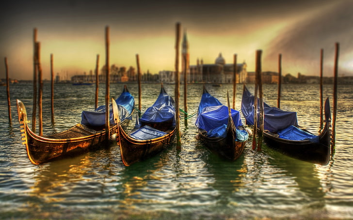 Venecia Italia puesta de sol cielo agua mar góndola fotografía de paisaje Ultra HD Fondos de pantalla para teléfonos móviles de escritorio y portátiles 3840 × 2400, Fondo de pantalla HD