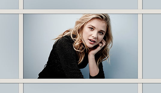 Chloë Grace Moretz, picture frames, women, blonde, actress, HD wallpaper HD wallpaper