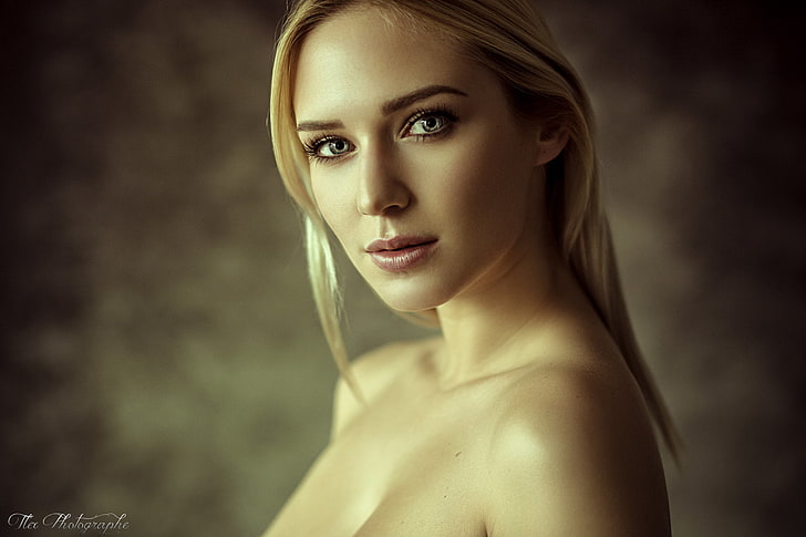 women, blonde, face, portrait, brunette, Eva Mikulski, HD wallpaper