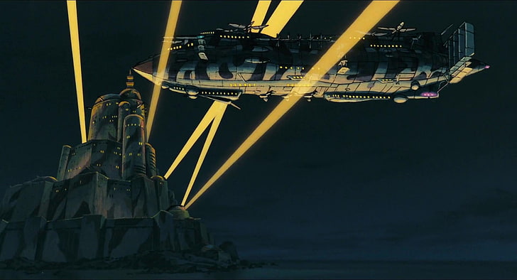 pintura de barco aéreo, Studio Ghibli, Castle in the Sky, anime, Fondo de pantalla HD