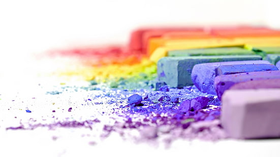 fotografia de foco seletivo de giz multicolorido, sem título, macro, colorido, giz, HD papel de parede HD wallpaper