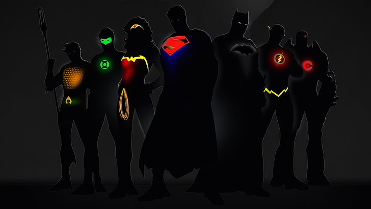 Fond d'écran de la Ligue de la justice, Ligue de la justice, Ligue de la justice, Superman, Batman, Wonder Woman, Flash, cyborg, Lanterne verte, Aquaman, DC Comics, super-héros, Fond d'écran HD