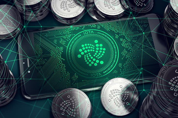 logo, coins, cryptocurrency, iota, tention, HD wallpaper