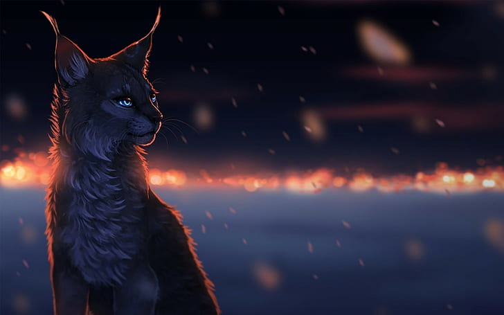 cat, lynx, animals, glowing eyes, artwork, HD wallpaper