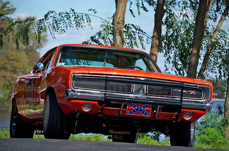 1969, Dodge, Orange, Charger, Muscle car, General Lee, The Dukes of Hazzard, HD wallpaper