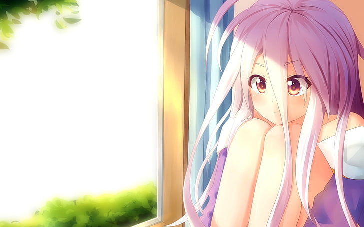 weibliche Anime Charakter Tapete, Anime, Anime Mädchen, kein Spiel kein Leben, Shiro (kein Spiel kein Leben), Loli, lange Haare, Fenster, Nintendo 3DS, HD-Hintergrundbild