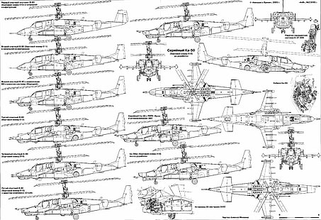 aircraft, attack, black, blueprint, drawing, gunship, helicopter, kamov, military, russia, russian, schematic, shark, soviet, weapon, HD wallpaper HD wallpaper