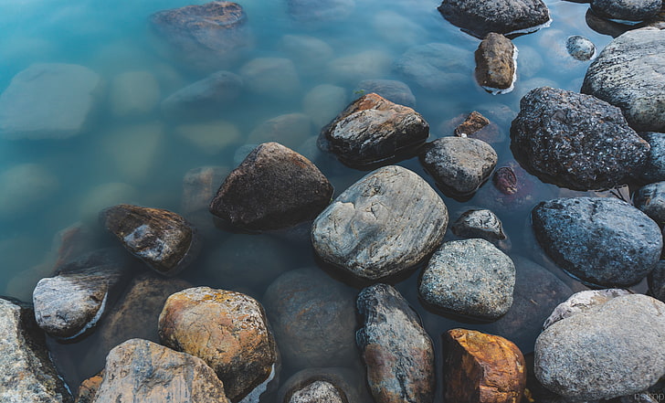rocks, water, nature, HD wallpaper