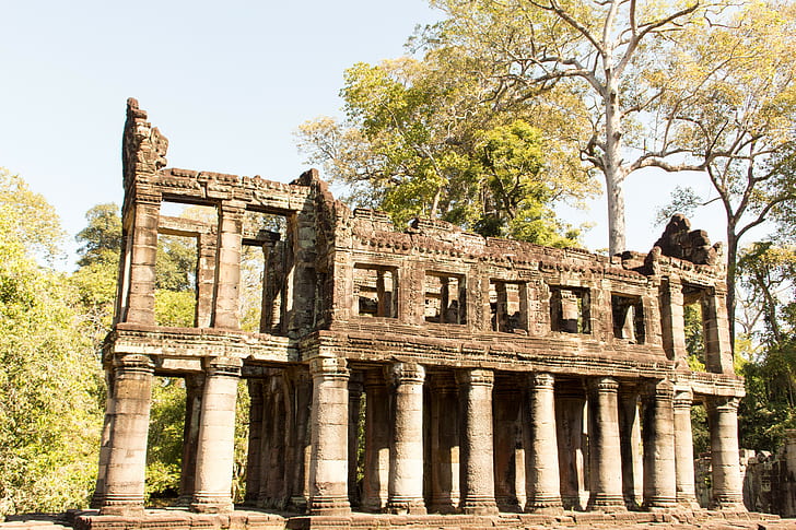 Kamboja, reruntuhan, kuil, Angkor Wat, arsitektur Asia, Wallpaper HD