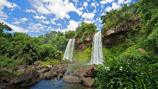 Водопад Тропический Лес Джунгли Скалы Камни HD, природа, лес, скалы, камни, водопад, тропик, джунгли, HD обои HD wallpaper