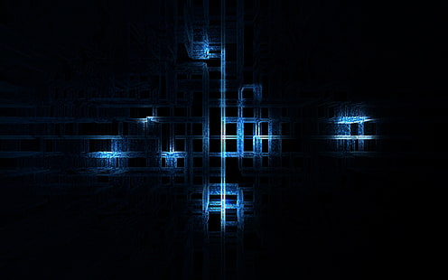 montatura in metallo bianco e nero, linee astratte, blu, arte digitale, Sfondo HD HD wallpaper