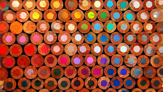 aneka warna pensil warna banyak, pensil, makro, warna warni, lingkaran, Wallpaper HD HD wallpaper