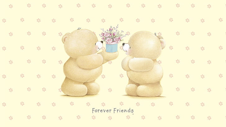 gift, art, bear, flowers, children's, Forever Friends Deckchair bear, Teddy Bears, HD wallpaper