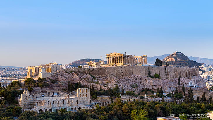 Руины Акрополя, Афины, Аттики, Греция, Архитектура, HD обои