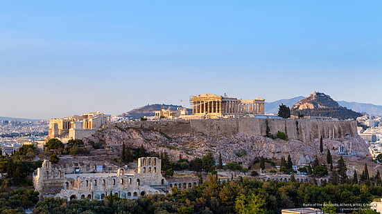 Ruínas da Acrópole, Atenas, Attiki, Grécia, arquitetura, HD papel de parede HD wallpaper