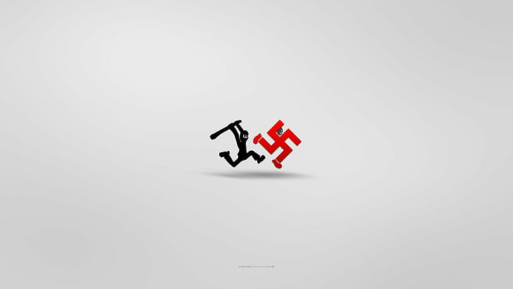 funny, minimalistic, Ninjas, swastika, HD wallpaper