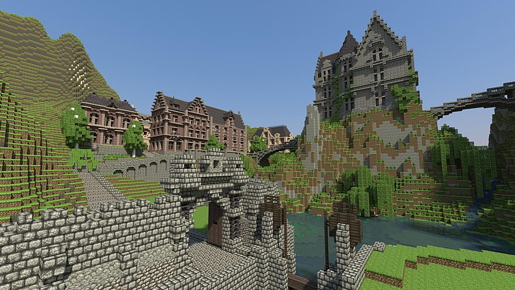 Mansions, Minecraft, screenshots, HD wallpaper