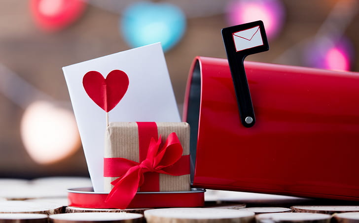 письмо, любовь, подарок, сердце, счастливые, романтичные, День святого Валентина, HD обои