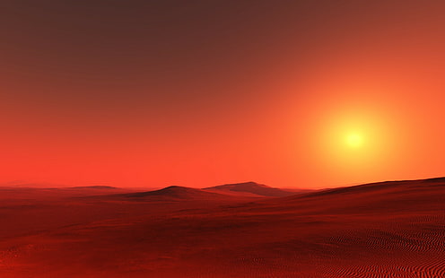 desert, Sun, sunset, sunlight, nature, landscape, HD wallpaper HD wallpaper