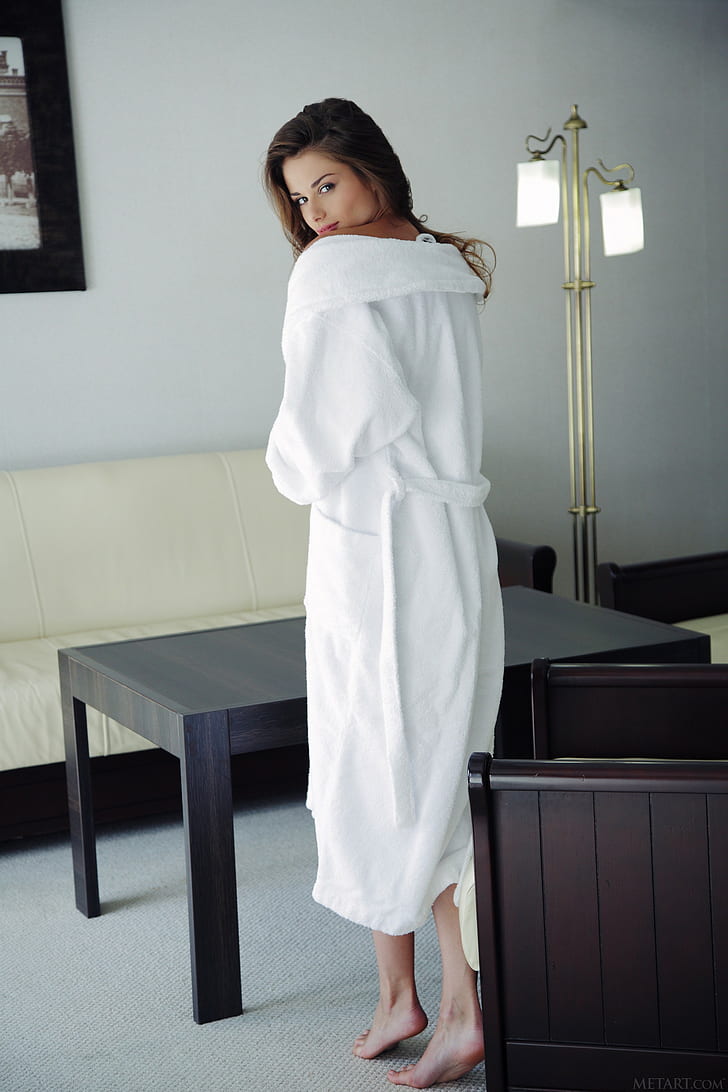 wanita, model, Met-Art, jubah mandi, Loretta A, Wallpaper HD, wallpaper seluler