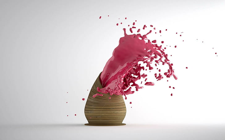 Pink Vaso, light, white, vaso, pink, 3d and abstract, HD wallpaper
