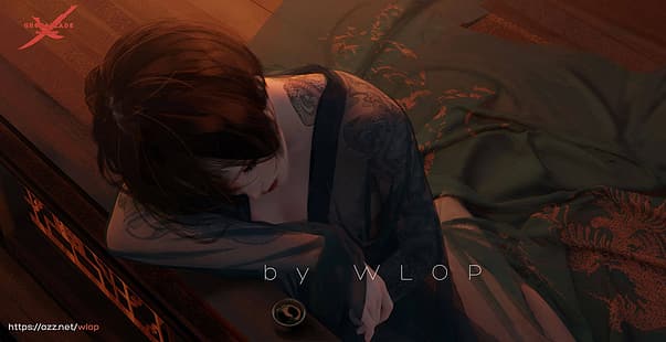 WLOP, Ghost + Blade, аниме девушки, HD обои HD wallpaper