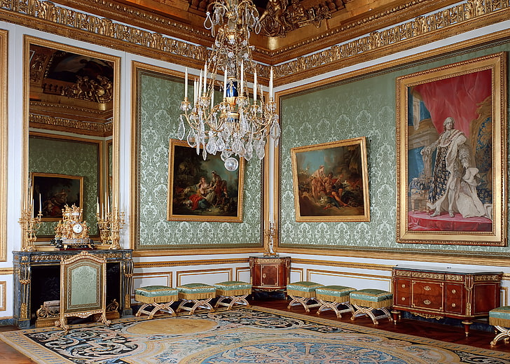 lustre vertical ouro e branco, projeto, França, interior, fotos, salão, Palácio, lustres, Versalhes, HD papel de parede