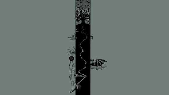 ilustração de árvore nua, Berserk, espadachim preto, tripas, HD papel de parede HD wallpaper