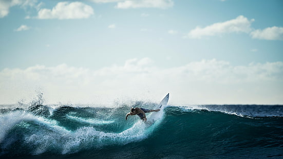 серфер, море, спорт, океан, серфинг, вода, волна, HD обои HD wallpaper