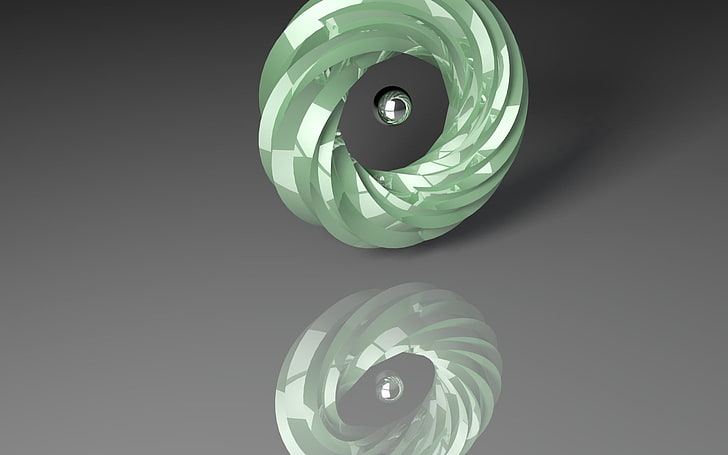 accesorio redondo verde, rueda, estructura, figura, vidrio, metal, reflejo, Fondo de pantalla HD