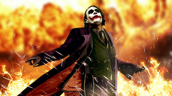 Batman The Dark Knight Joker Ateşi HD, joker, filmler, karanlık, batman, ateş, şövalye, joker, HD masaüstü duvar kağıdı