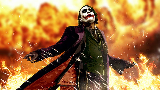 Batman der dunkle Ritter Joker Fire HD, der Joker, Filme, der dunkle Batman, Feuer, Ritter, Joker, HD-Hintergrundbild HD wallpaper