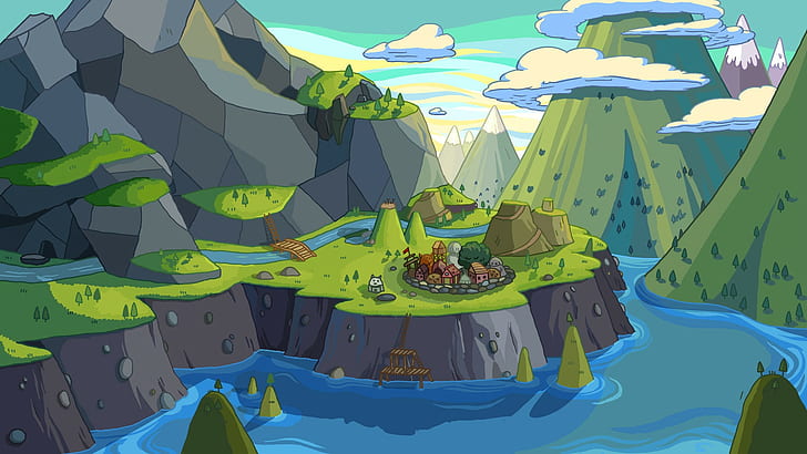 Adventure Time, Finn The Human, Jake The Dog, landscape, Wallpaper HD