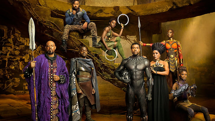 خلفية فيلم Black Panther ، Black Panther ، Chadwick Boseman ، Michael B. Jordan ، Angela Bassett ، 4k، خلفية HD