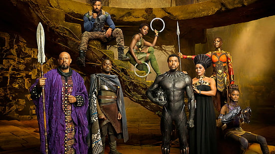 วอลล์เปเปอร์ภาพยนตร์ Black Panther, Black Panther, Chadwick Boseman, Michael B.Jordan, Angela Bassett, 4k, วอลล์เปเปอร์ HD HD wallpaper