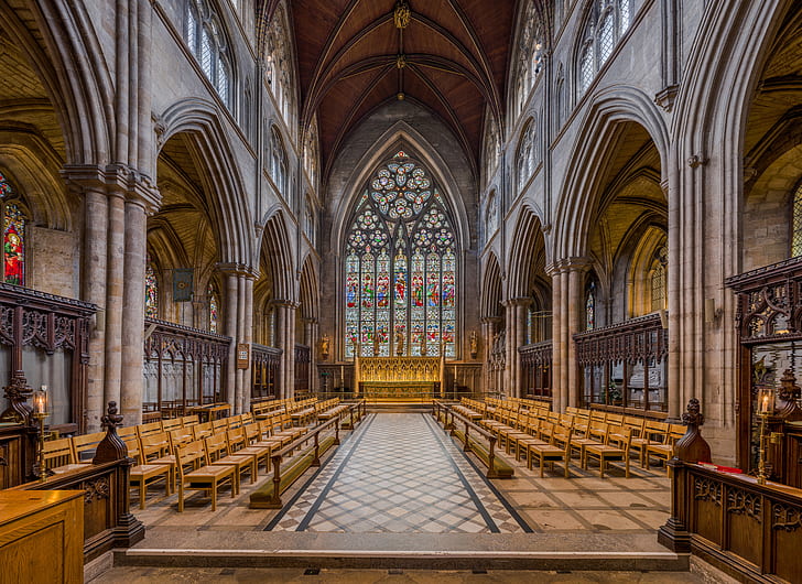 interior, North Yorkshire, UK, Diliff, Choir, Ripon Cathedral, HD wallpaper