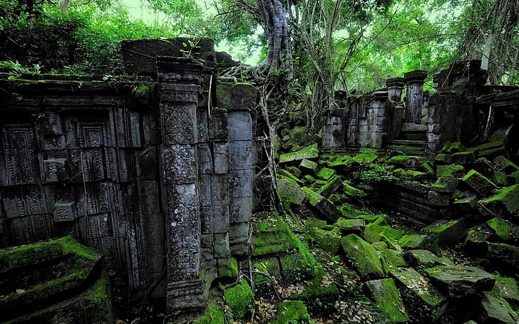 szare starożytne ruiny, przyroda, krajobraz, Tapety HD