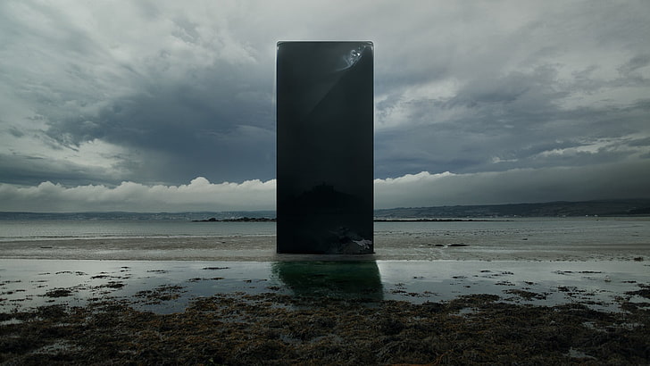 brown sand shore, nature, landscape, Monolith, 2001: A Space Odyssey, Stanley Kubrick, HD wallpaper