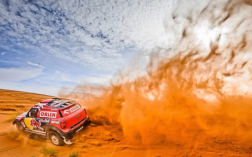 öken, bil, fordon, racing, Mini Cooper, sand, Rally, HD tapet HD wallpaper
