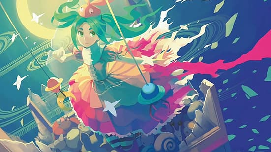  anime girls, vofan, Monogatari Series, Ononoki Yotsugi, HD wallpaper HD wallpaper