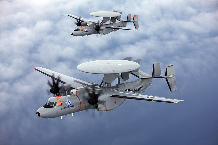 peringatan dini, E-2 Hawkeye, Angkatan Darat AS, Angkatan Laut Amerika Serikat, taktis di udara, Northrop Grumman, Wallpaper HD