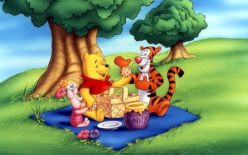 Wallpaper digital Winnie-the-Pooh, Piglet, dan Tigger, Acara TV, Winnie The Pooh, Piglet (Winnie The Pooh), Tigger, Wallpaper HD HD wallpaper