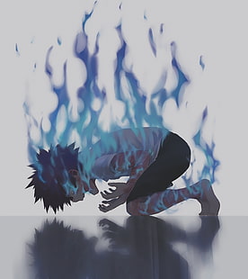 dabi, blaues feuer, reflexion, boku no hero academia, anime, HD-Hintergrundbild HD wallpaper
