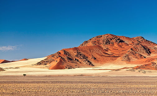 Sossusvlei, Gurun Namib, brown mountain, Perjalanan, Afrika, Gurun, Namib, Sossusvlei, Wallpaper HD HD wallpaper