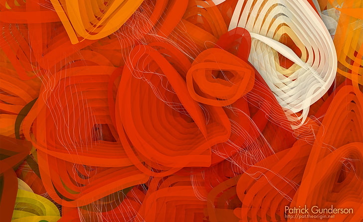 Цифрова композиция, илюстрация на Патрик Гундерсън, художествена, абстрактна, оранжева, изкуство, цифрова, композиция, линии, HD тапет