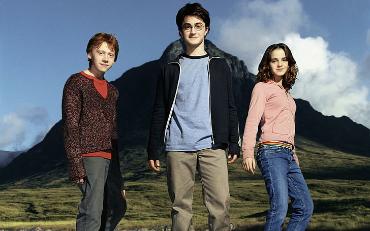 Rupert Grint Daniel Radcliffe Emma Watson, ilustrasi pemain harry potter, emma, watson, daniel, radcliffe, rupert, grint, film, Wallpaper HD