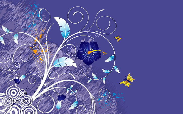 Vector background of flowers and butterflies, Vector, Background, Flower, Butterfly, HD wallpaper